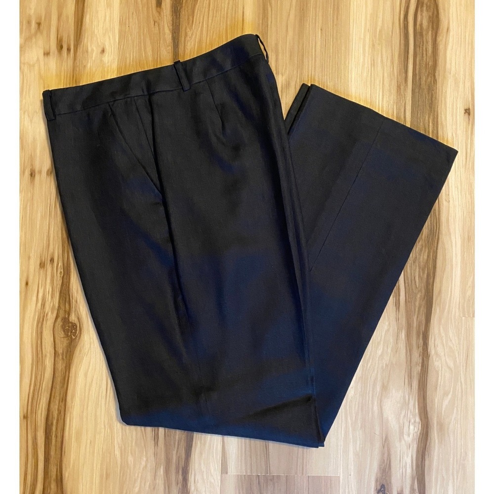 Lauren Ralph Lauren Womens Black 100% Linen Straight Leg Lined Pants Size 12